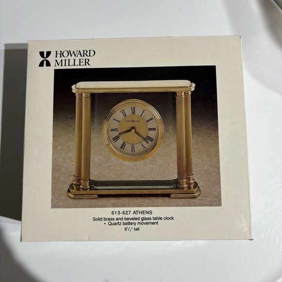 Howard Miller Other - Howard Miller 613-627 Athens Solid Brass and Beveled Glass Table Clock NEW